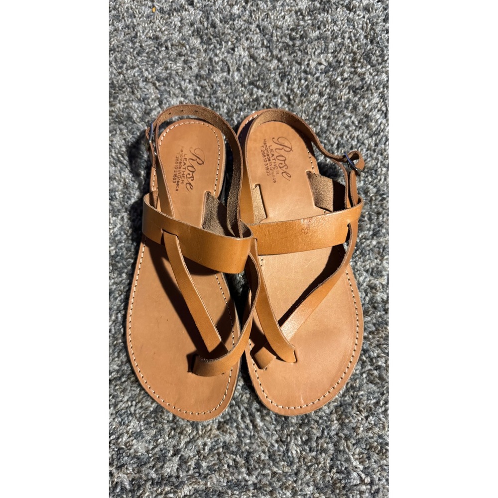 Rose Leather Handmade in Greece Tan Gladiator Toe Sandals Women EU 38 7-7.5 US